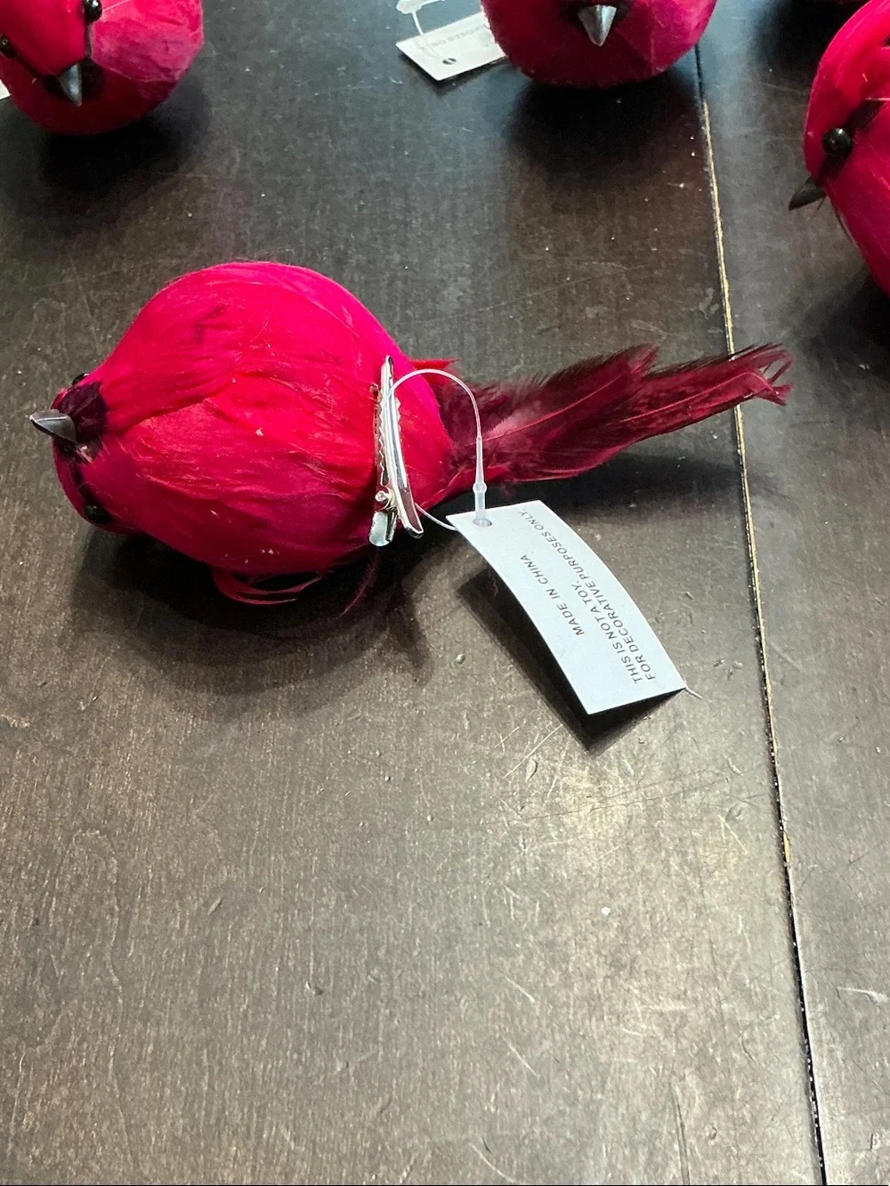 Set of 5 - 4.5” Cardinal Bird Clips for Holiday Décor by Valerie Parr Hill